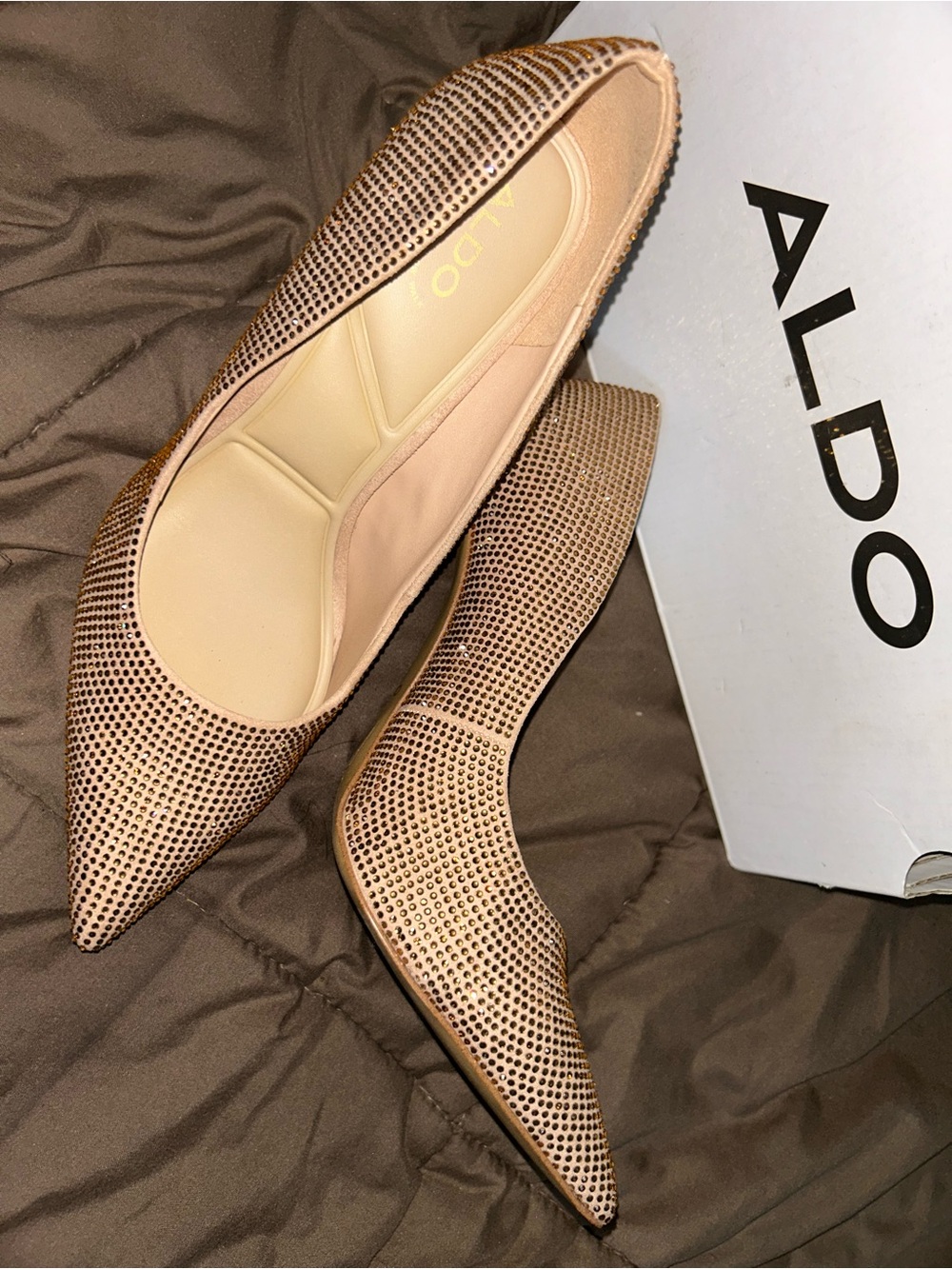 ALDO Blush Pink Rhinestone Pointed Toe Flats